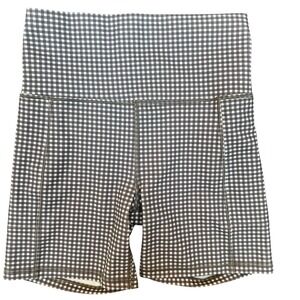Vuori Studio Pocket Biker Short Rare Gingham Print Gray White Outdoors Gym XS